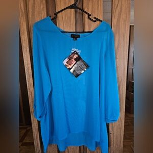NWT Iman Sz XL Global Chic Blue Tunic Top